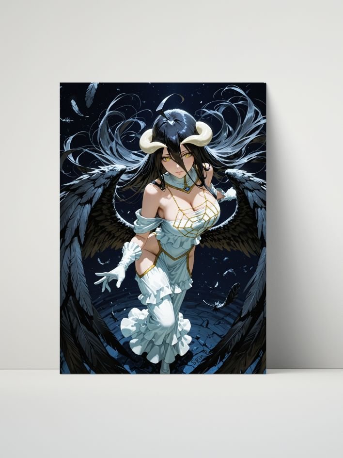 Overlord Albedo Black Wings Horns – Glossy 8x10 Metal Print product image (1)