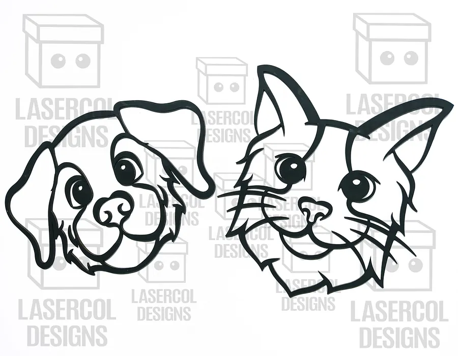 Cute Dog and Cat Wall Art - Laser Cut Files product image (4)