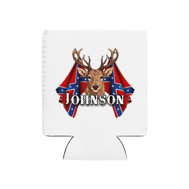 "Johnson" Last Name Rebel Redneck Deer - Coozie product image (1)