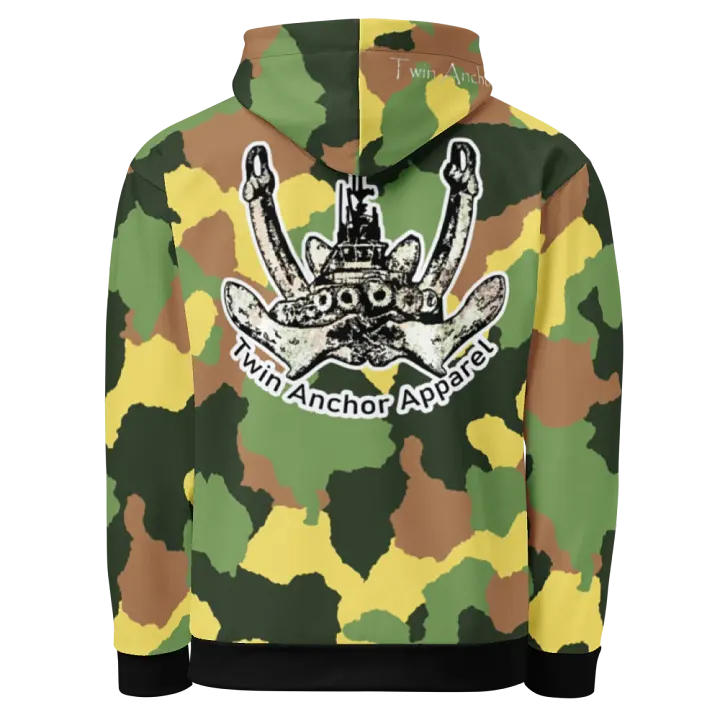 Green Camouflage Twin Anchor Logo Hoodie product image (1)