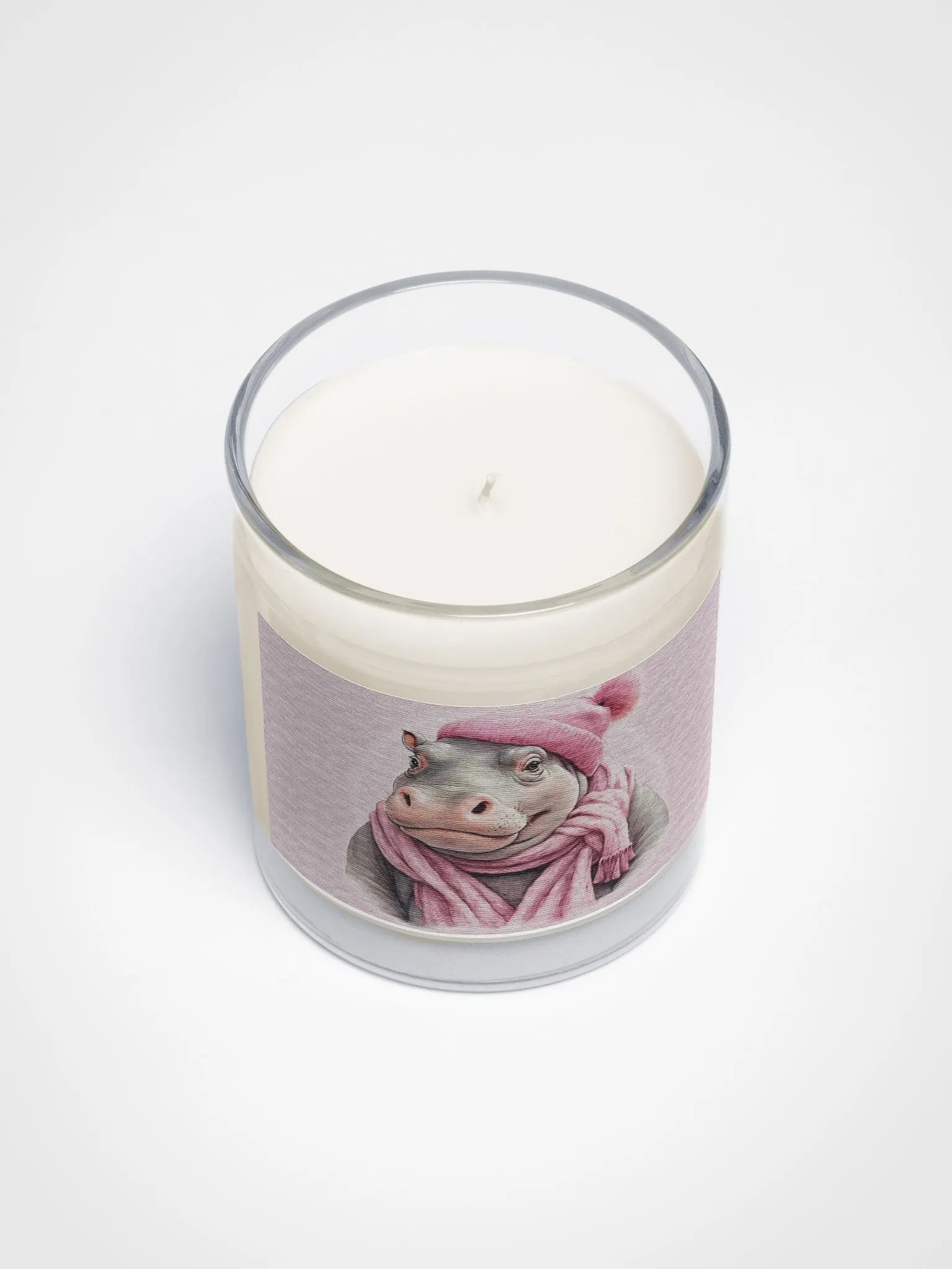 Hippo wearing a pink hat and scarf Candle product image (3)