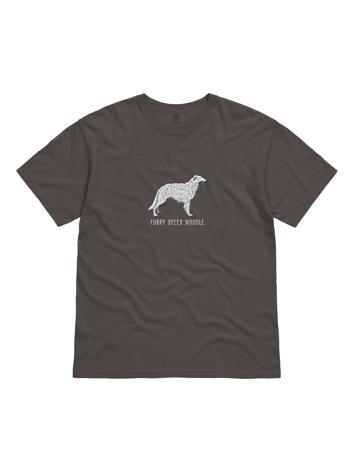 Furry Speed Noodle T-Shirt(Embroidered) of a Borzoi(White) product image (10)