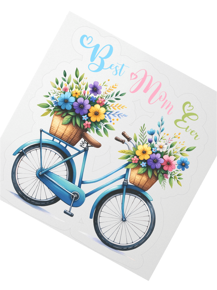 Best Mom Ever Bicycle with Flowers Sticker product image (6)