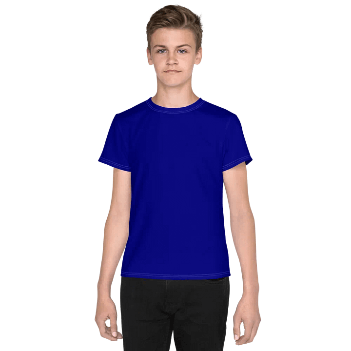 Youth Plain Color Navy Blue T-Shirt product image (1)