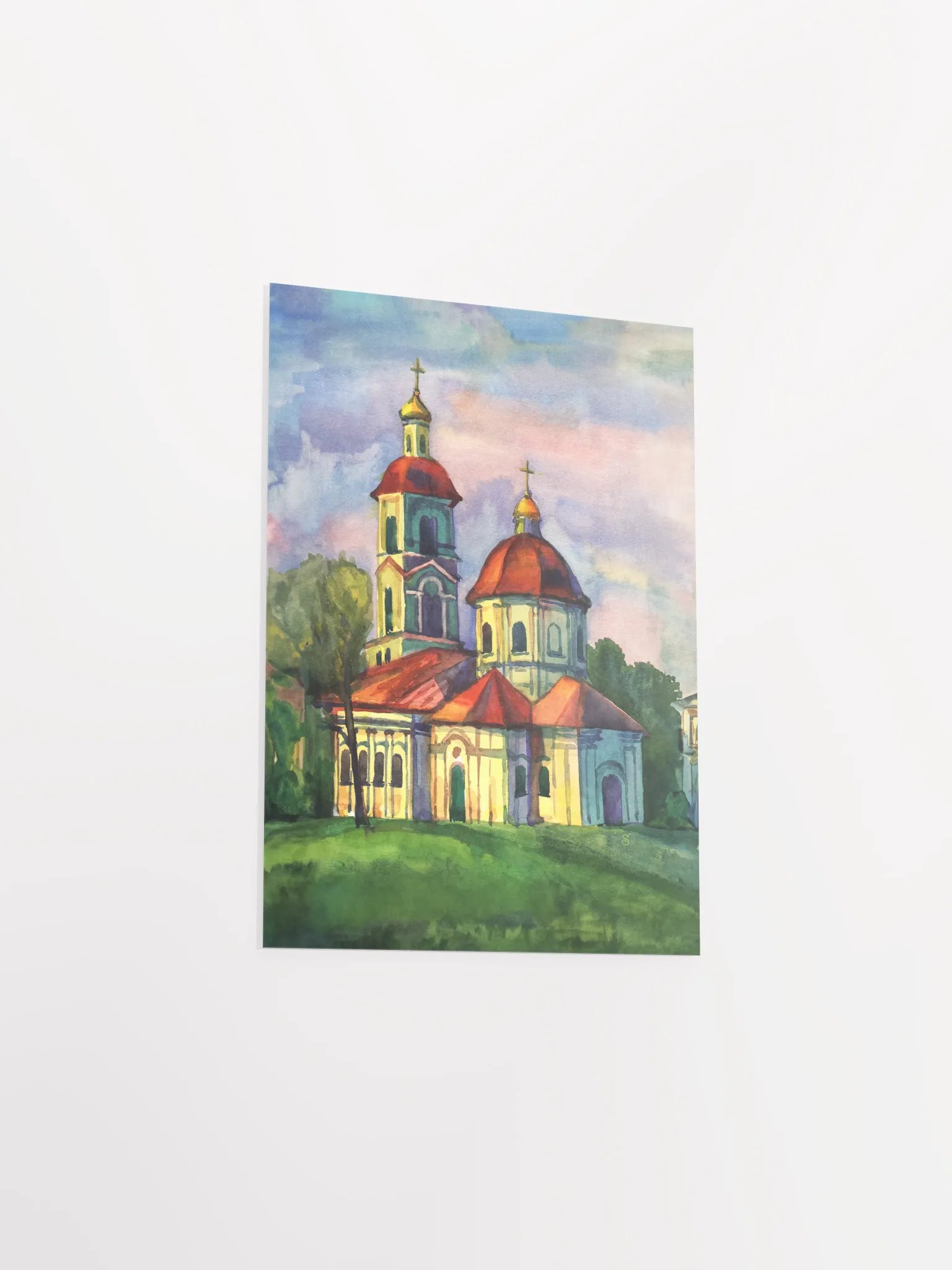 Vibrant Church Watercolor Poster - Historical Temple product image (5)