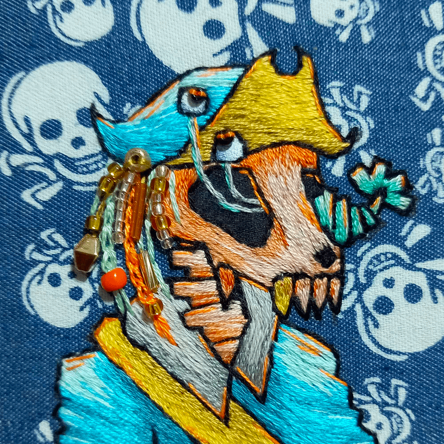 Undead Pirate Cat Embroidery Print product image (1)