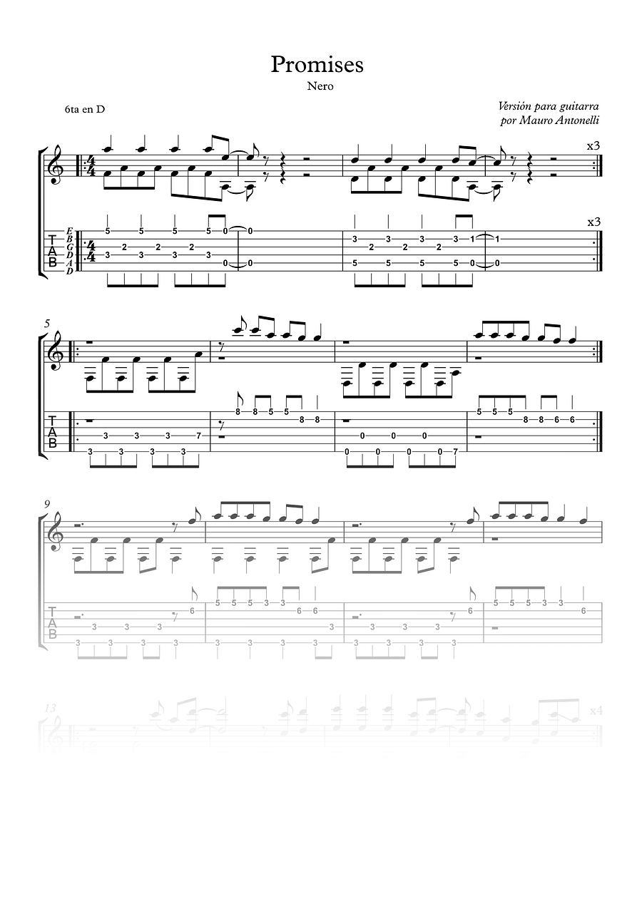 Promises - Partitura + Tabs + Backing product image (1)
