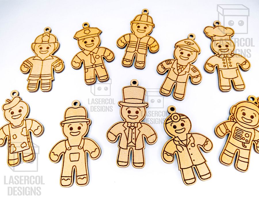 Gingerbread Cookies Christmas Ornaments Set 3 - Laser Cut Files product image (5)