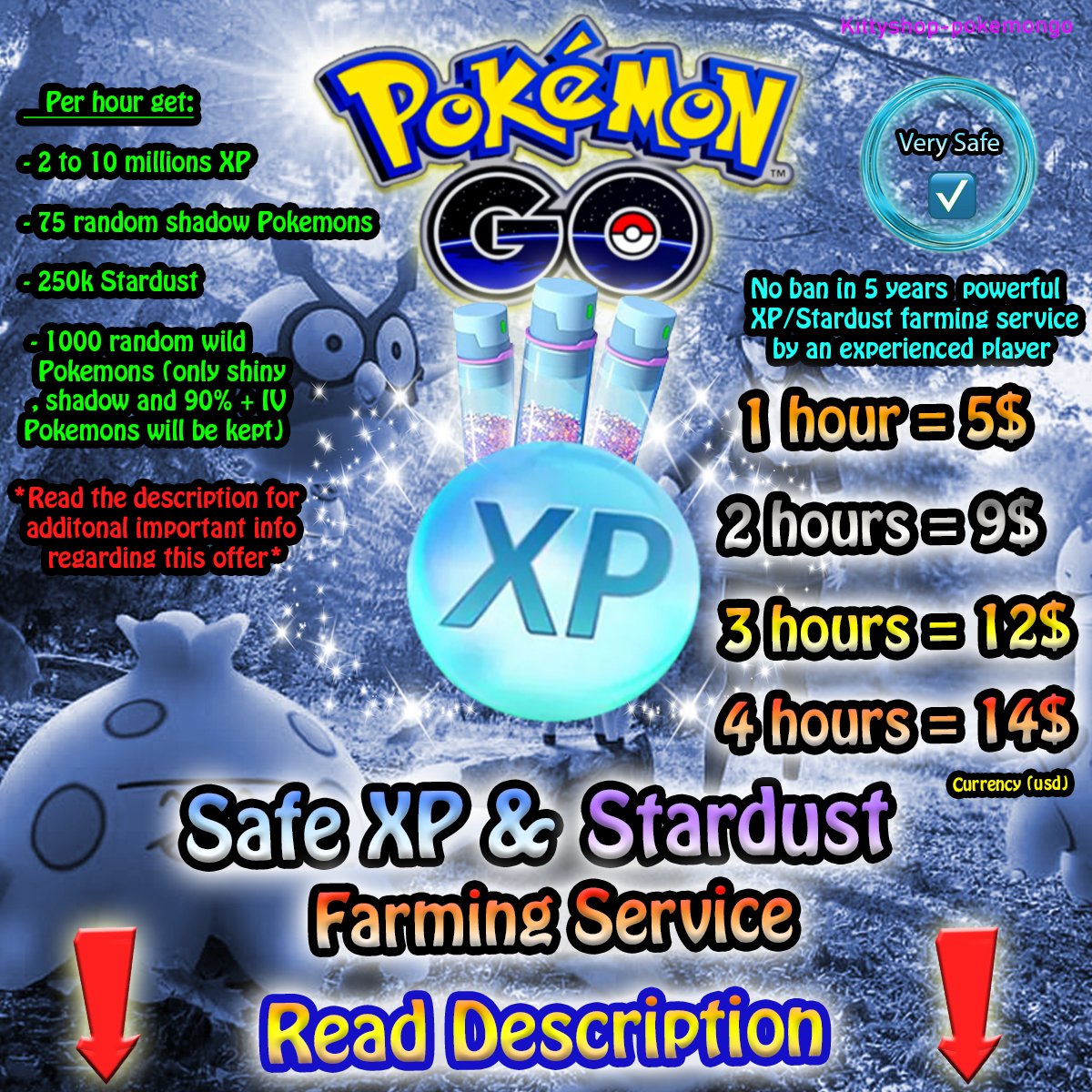 🔵Powerful XP/Stardust Farming Service Price Chart 💪 product image (1)
