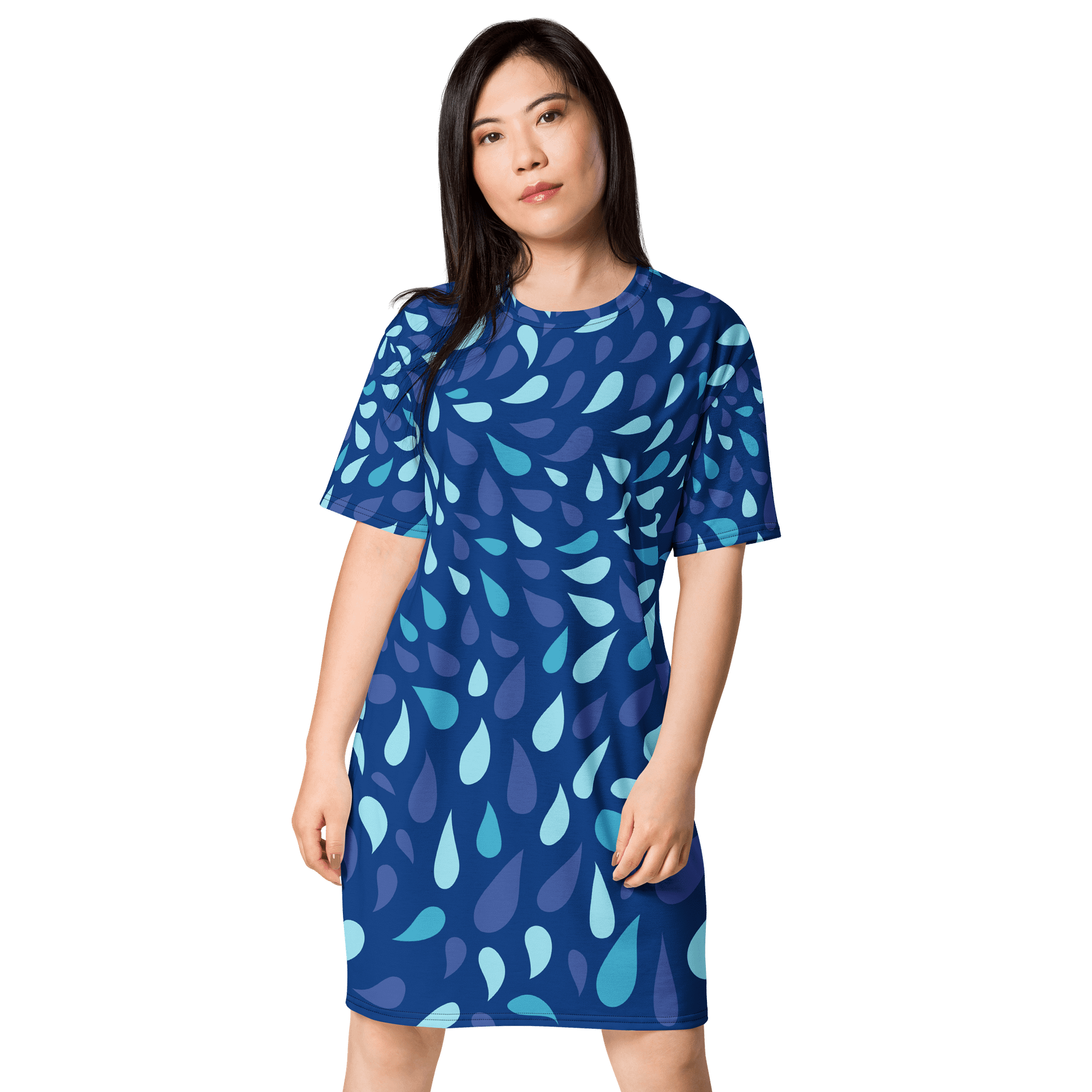 Vibrant Blue Teardrop T-Shirt Dress - Oversized & Stretchy product image (1)