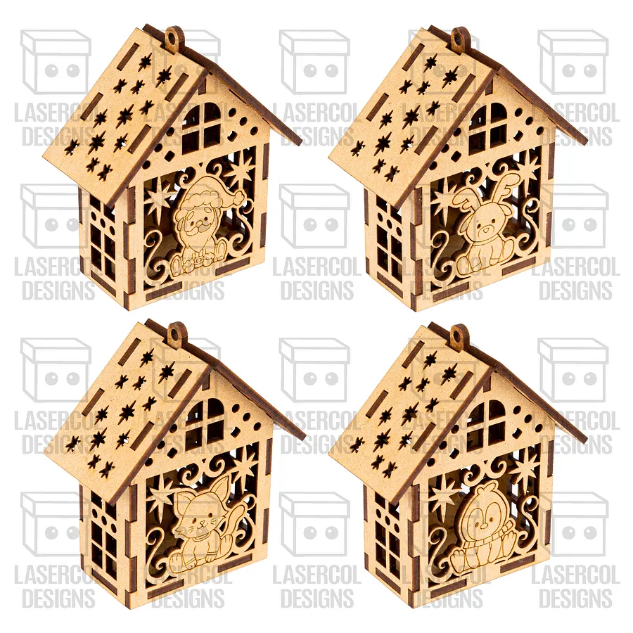 Christmas Ornaments Houses Box Set 1 - Laser Cut Files product image (6)