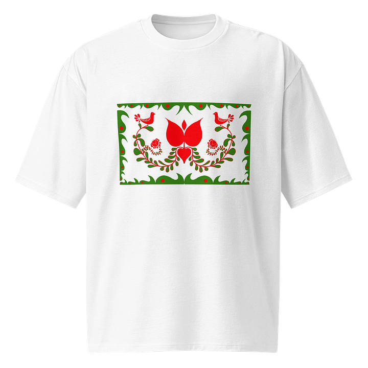 Hungarian Folk-Inspired Symmetry Oversized Tee product image (1)