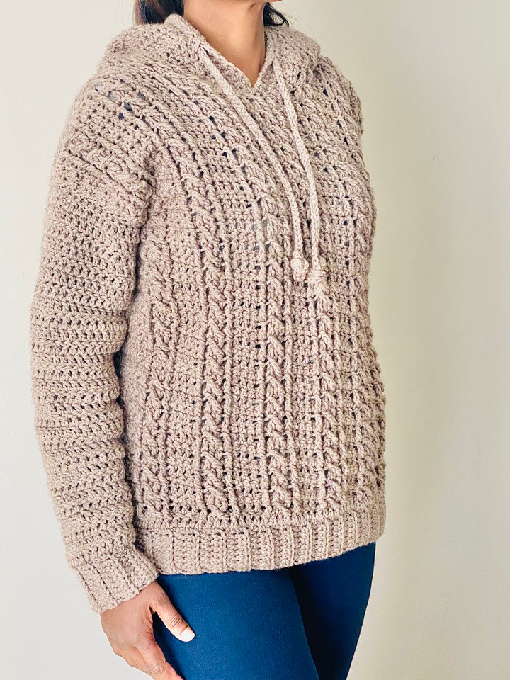 Crochet Hooded Sweater for women Written Pattern product image (1)