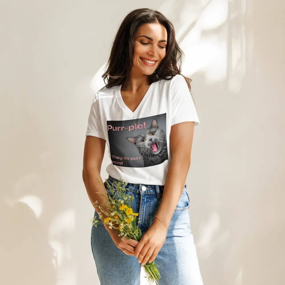 Purr-ple Meow Women's V-Neck Tee product image (11)