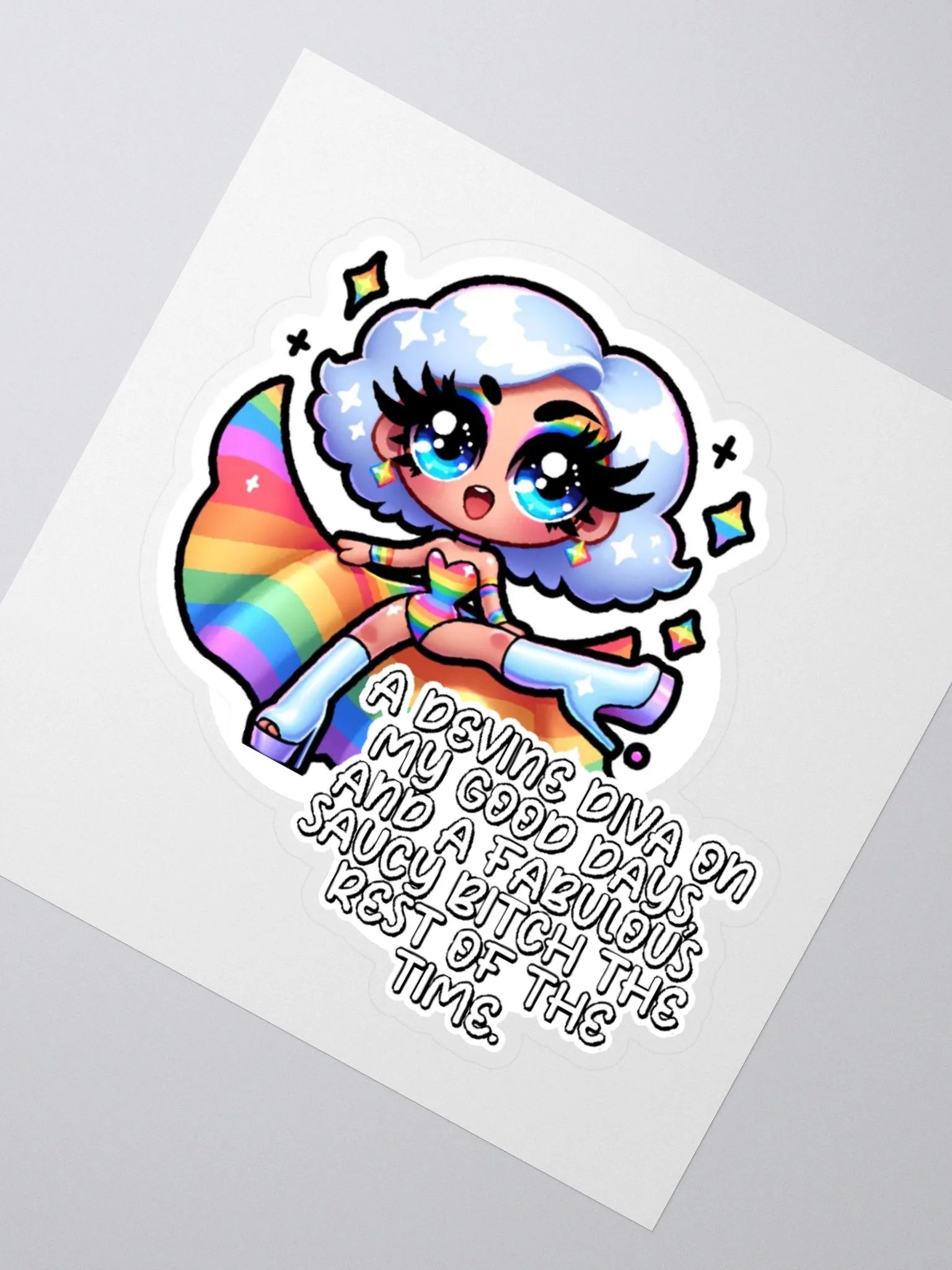 Drag Queen Sticker with Attitude Sticker-My Fabulous Self Sticker-LGBTQIA+ Sticker-Rainbow Sticker product image (5)