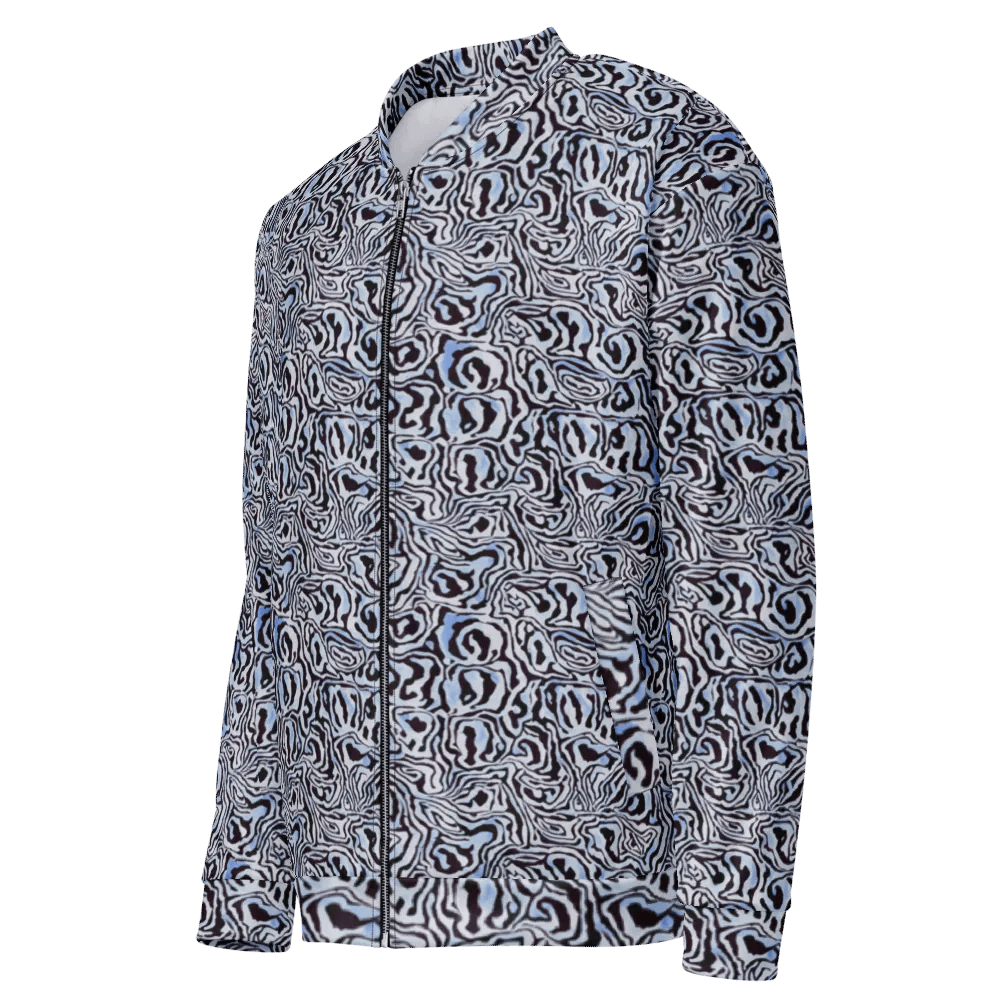 Blue Black Snake Pattern Bomber Jacket product image (3)