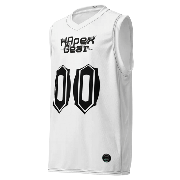 French - White - Recycled Unisex Basketball Jersey - Black HApex Gear Black Logo product image (1)