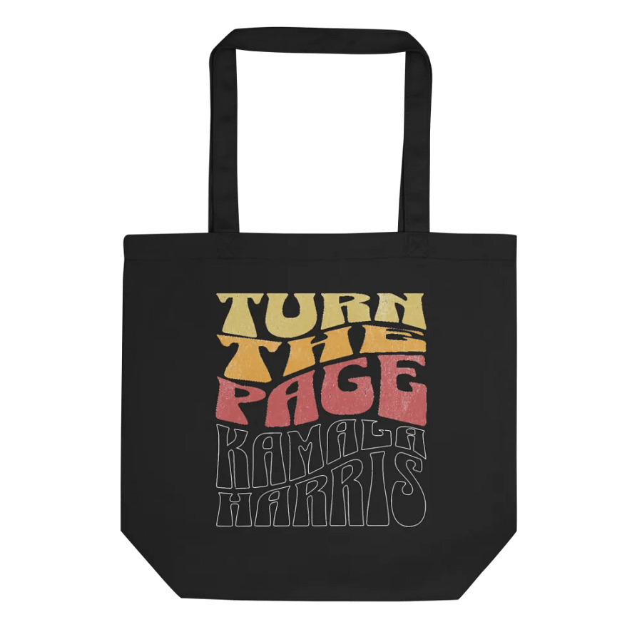 Turn The Page Kamala Harris Retro Groovy Design, Inspirational Message Tote Bag Vintage Style, product image (7)