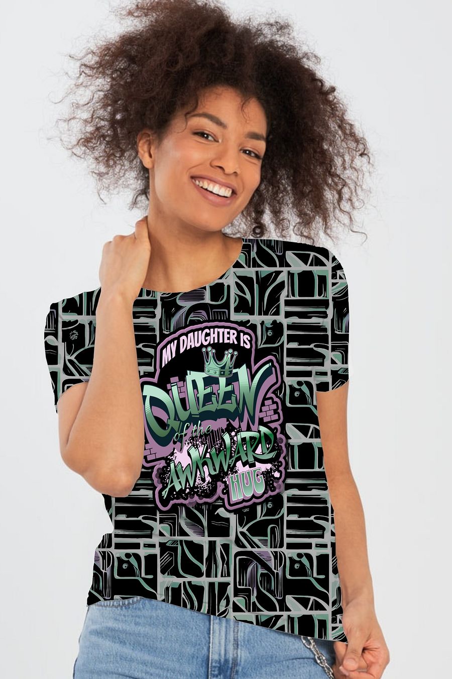 Queen of the Awkward Hug #Autism All Over Print T-shirt product image (1)