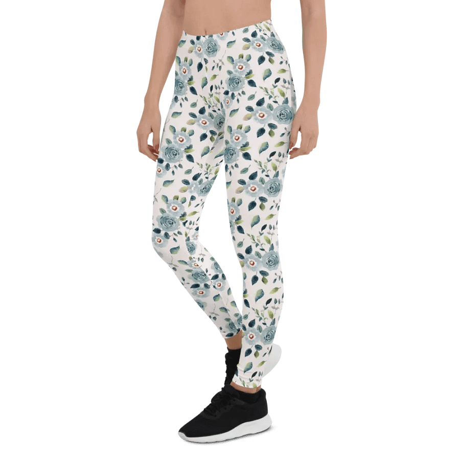 Blue Floral Pattern Womens Leggings product image (7)