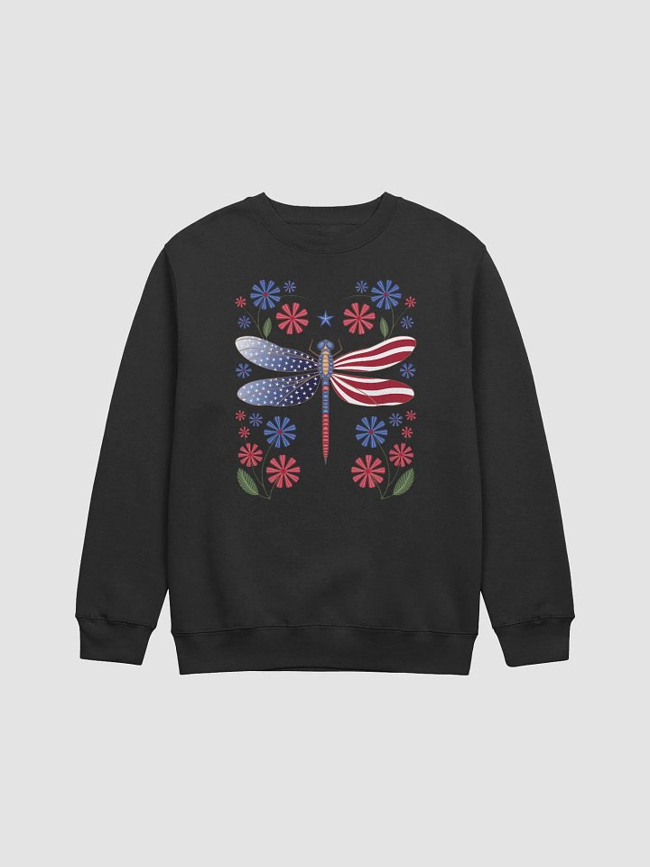Party Like It’s 1776 Crewneck Sweatshirt - Patriotic Dragonfly American Flag Design product image (1)