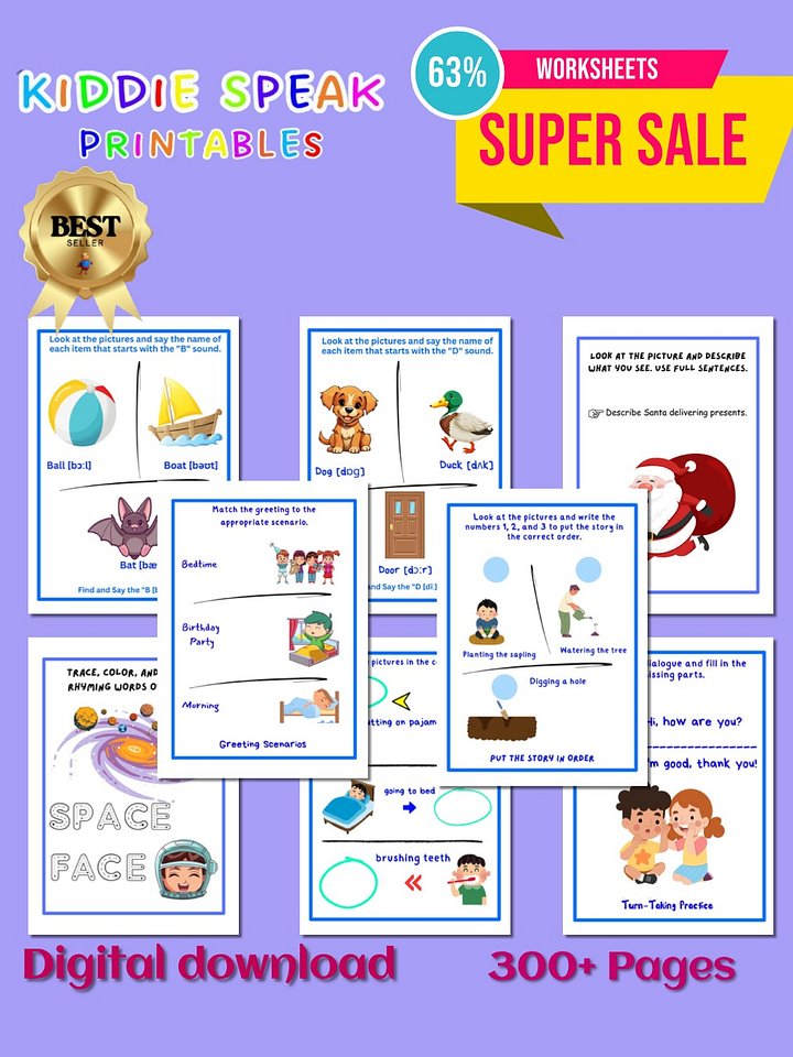 Kiddie Speak Printable Worksheets product image (1)