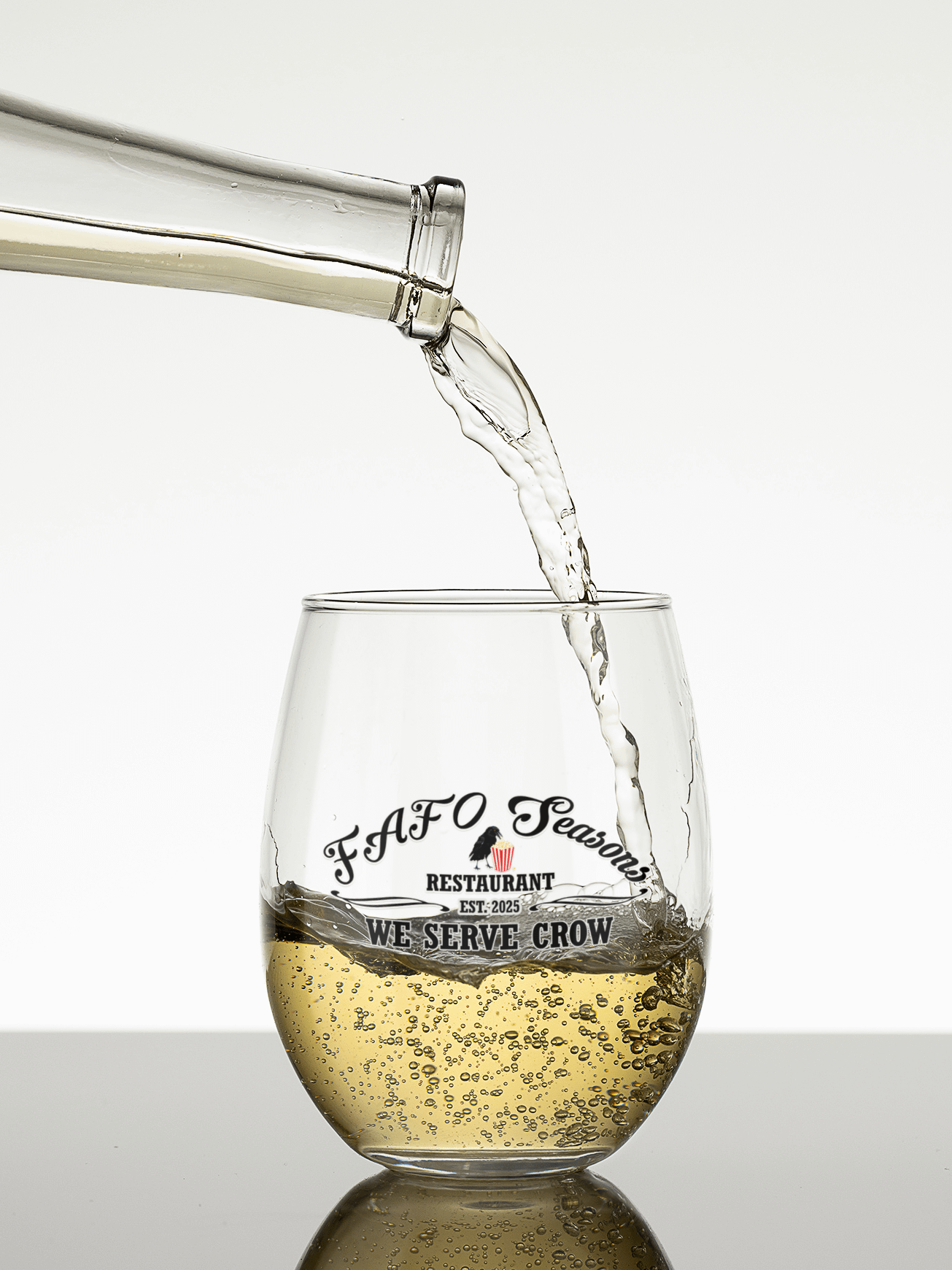 FAFO Seasons Restaurant - We Serve Crow Logo - Wine Glass product image (4)