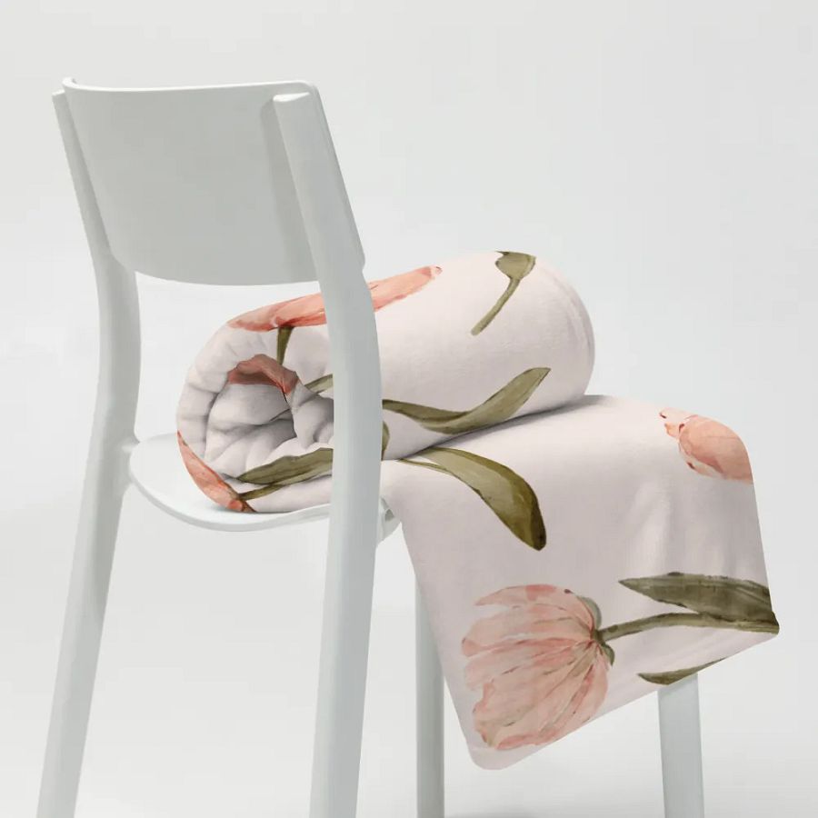Velvet blanket with pink tulips product image (20)