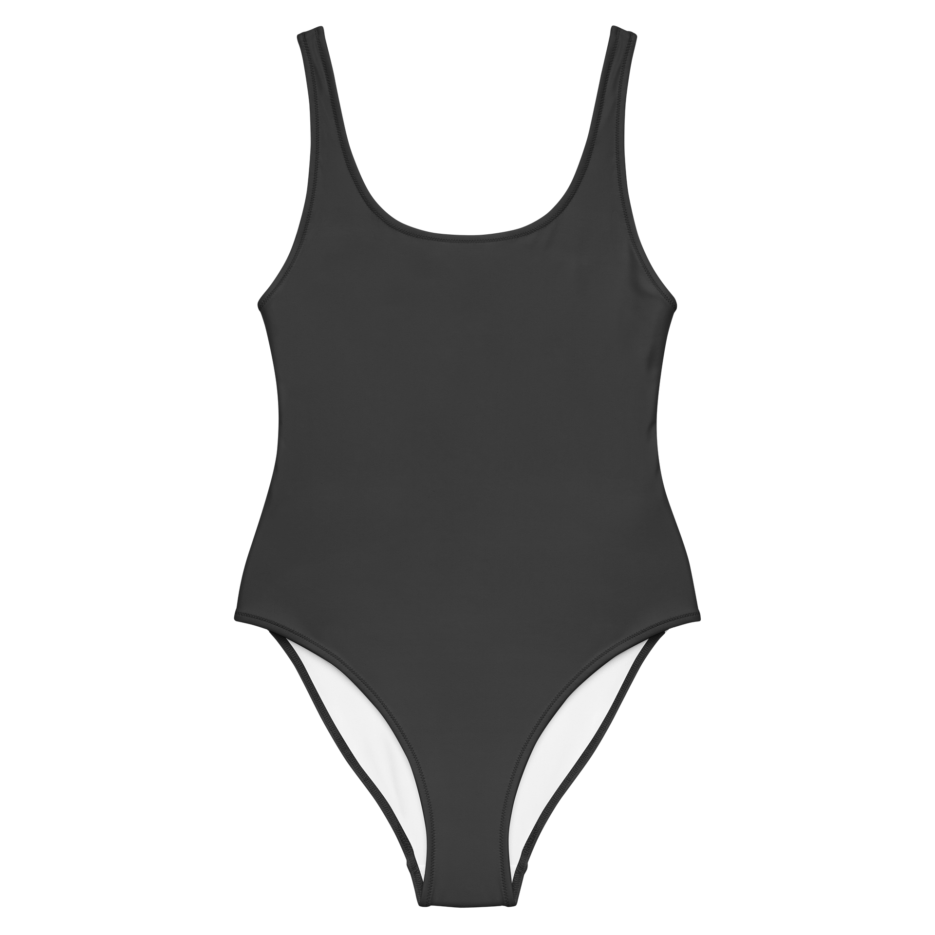 Off Black Deep Gray Solid Color Retro Inspired Women's One Piece Swimsuit product image (1)