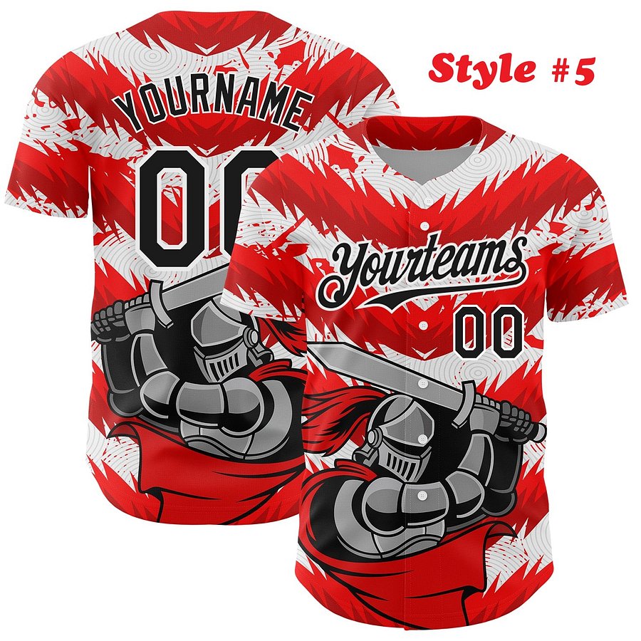 Authentic Baseball Jersey, Custom Baseball Jersey, Personalized Sport Jersey, Colorful, Number, Knight Hero Art product image (204)