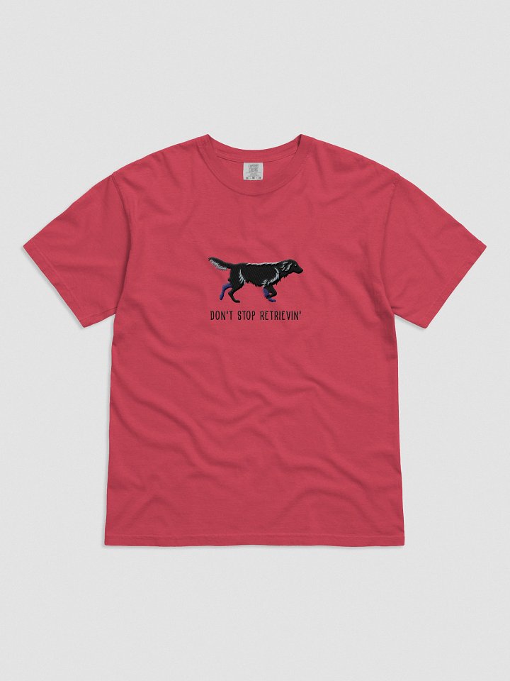 Don't Stop Retrievin' T-Shirt(Embroidered) of a Flat-Coated Retriever(Black) product image (1)