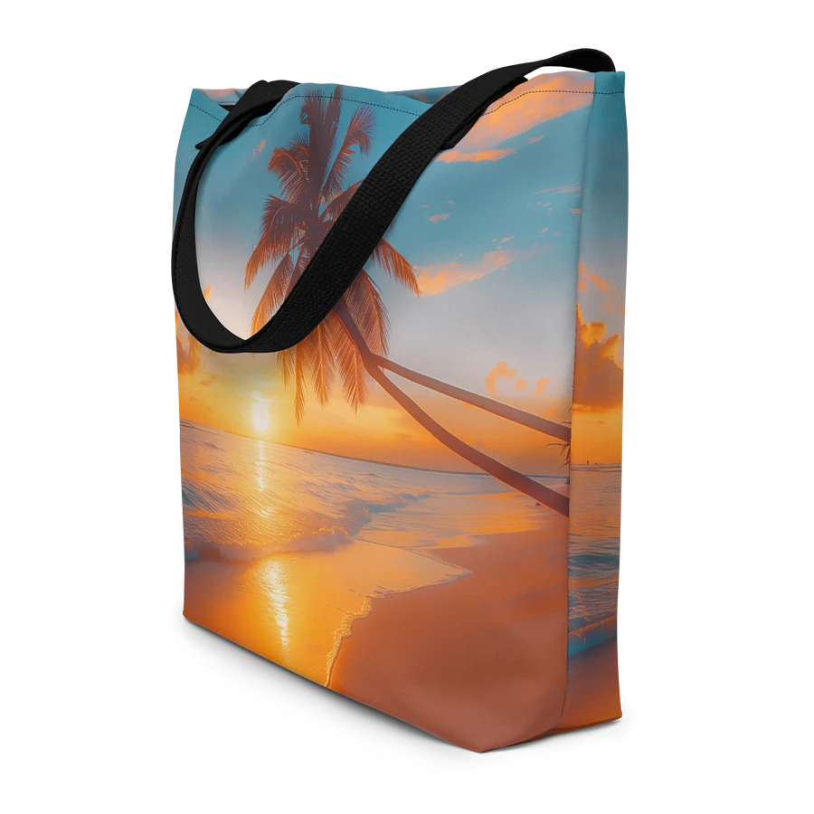 Tote Bag: Sunset at Beach Palm Trees Island Ocean Waves Design product image (4)
