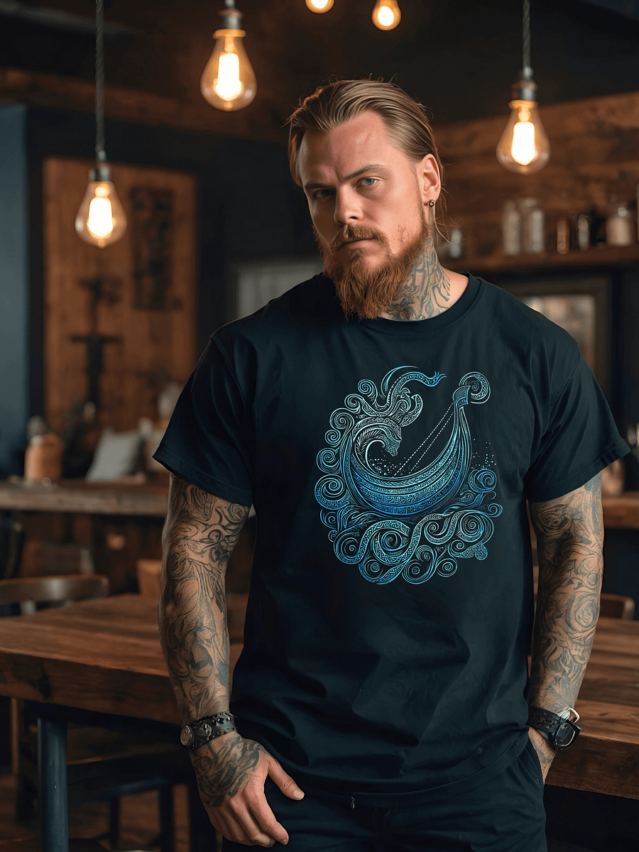 Unisex T-shirt - Longship Urnes - Black product image (1)