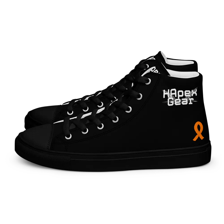 White HApex Gear White Logo Cancer Awareness Orange Ribbon. Black Men's High Top Canvas Shoes product image (1)