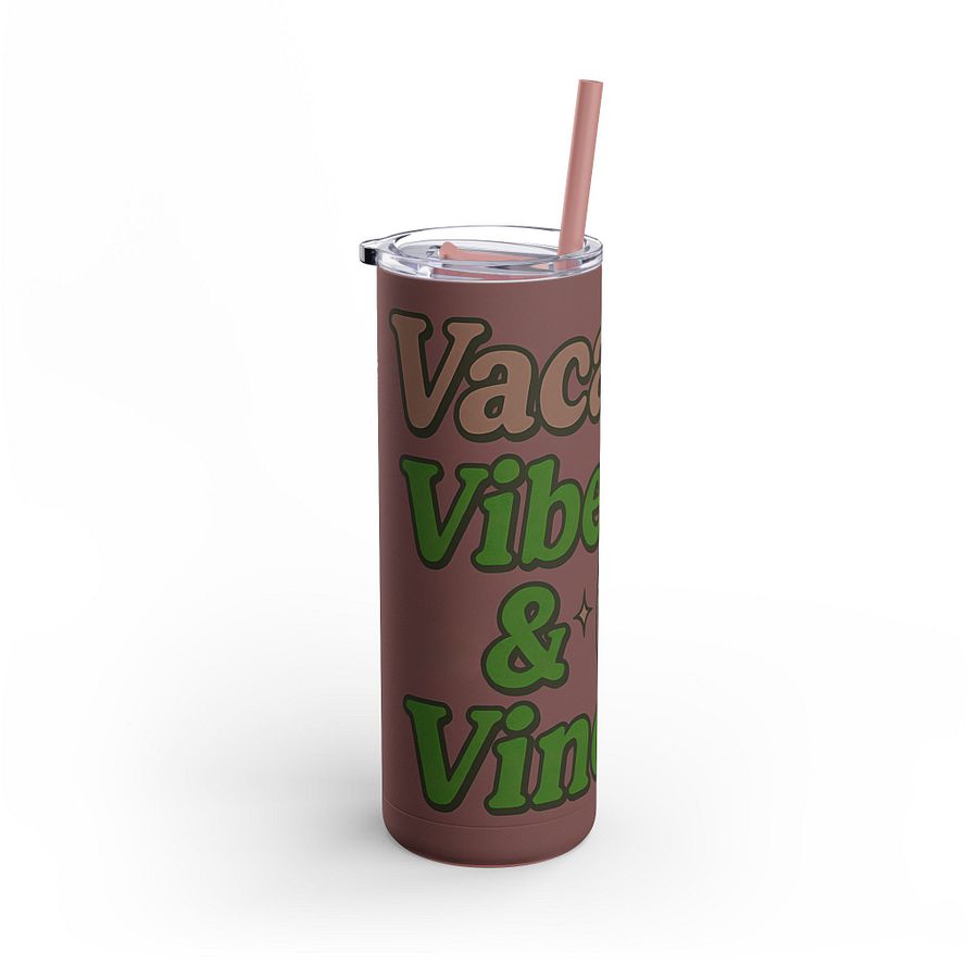Vacay Vibes & Vino Tumbler Wrap | Wine Lover Summer Sublimation PNG | 20oz Skinny Wrap for Cricut, Silhouette & Crafts product image (2)
