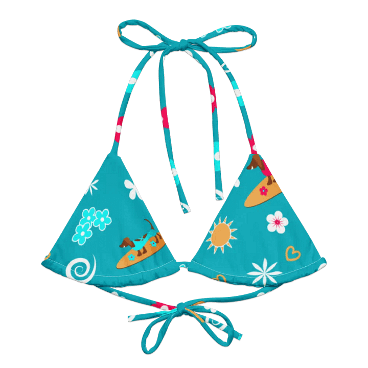 Surfing Dachshund Pattern String Bikini Top product image (1)