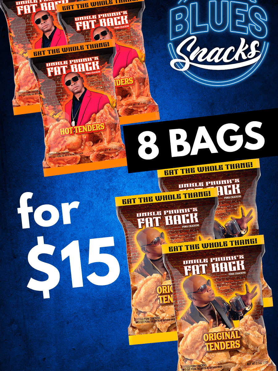UNKLE PHUNK'S FAT BACK 4 HOT TEND. & 4 ORIG TEND. 2.5OZ (8 Bags) product image (1)