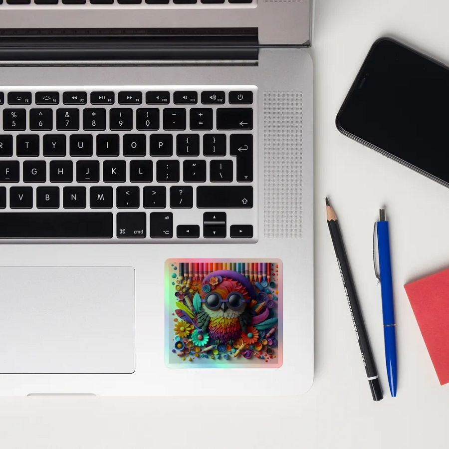Whimsical Owl Holographic Sticker Sheet product image (12)