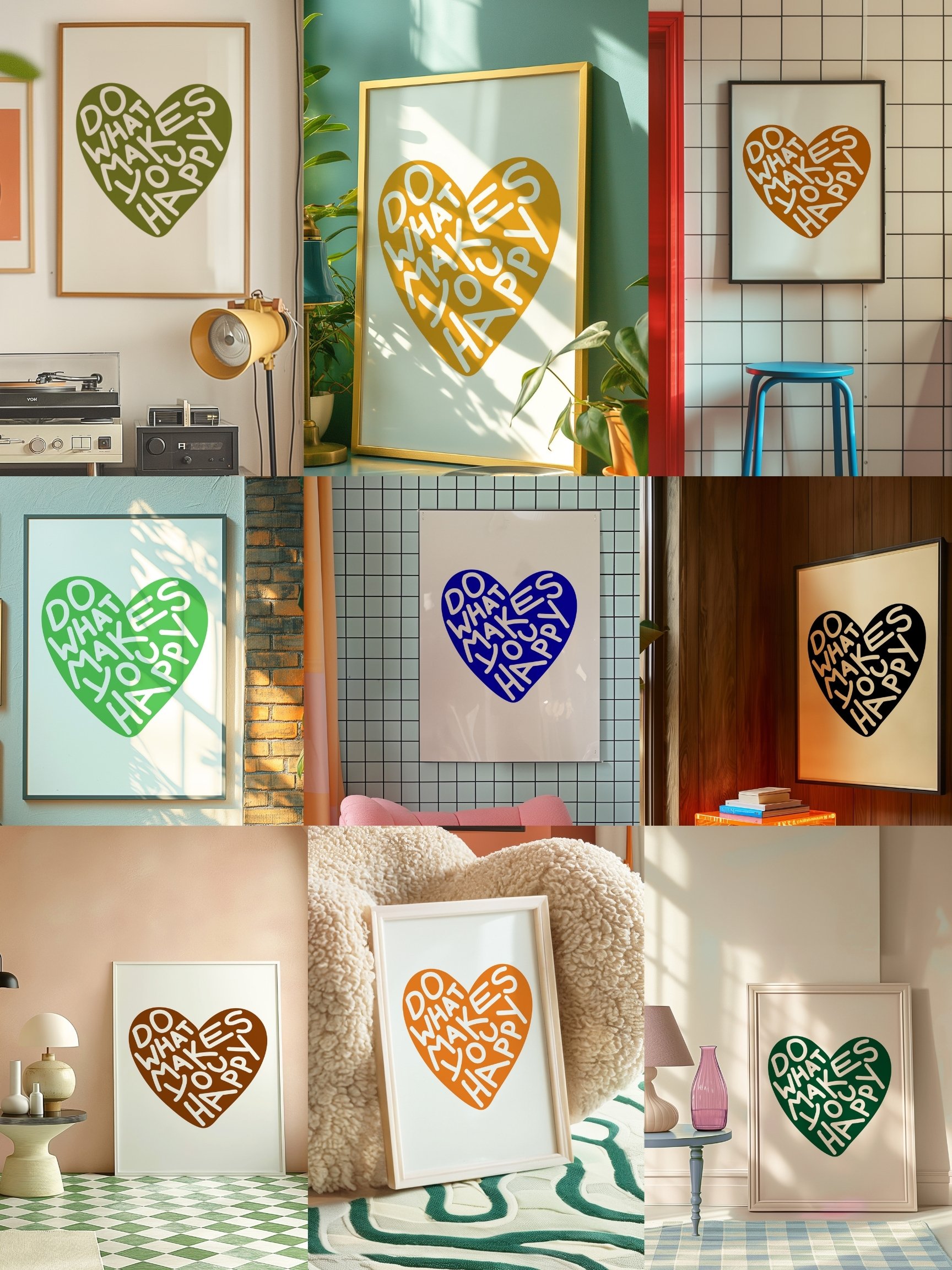 Heart Wall Art Multicolor and White Posters Trendy Wall Prints product image (4)
