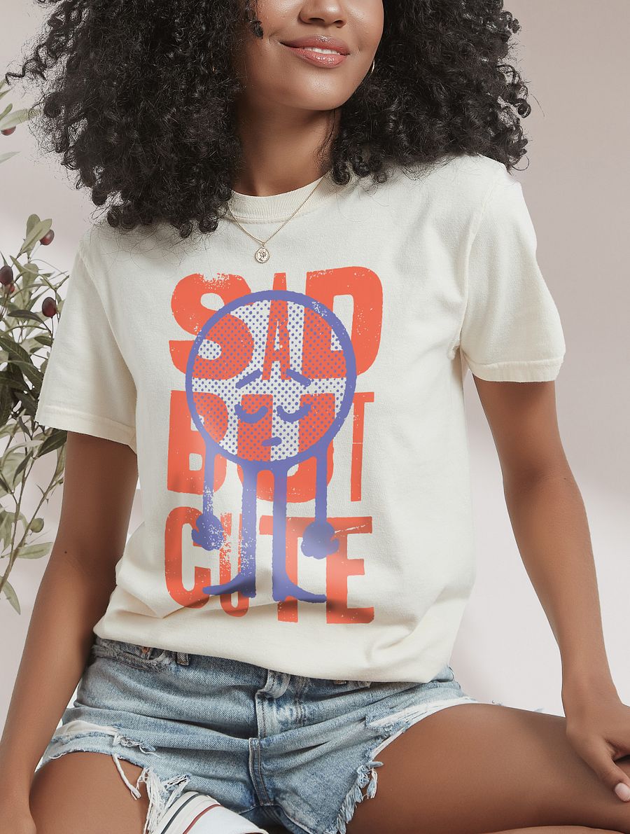 Sad but Cute (Sad but True) | Funny Pun Irony Retro-Style Hipster T-Shirt of a Sad Mascot product image (15)