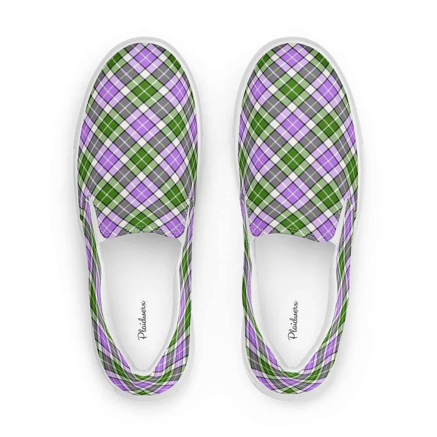 Lavender and Green Plaid Women's Slip-On Shoes product image (1)