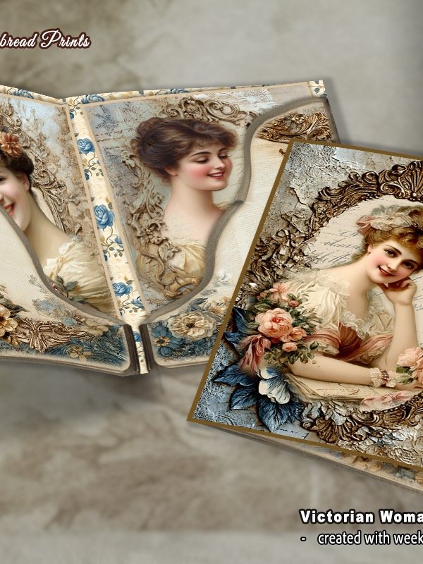 Victorian Woman Collage Greeting Card Kit Digital Download product image (1)