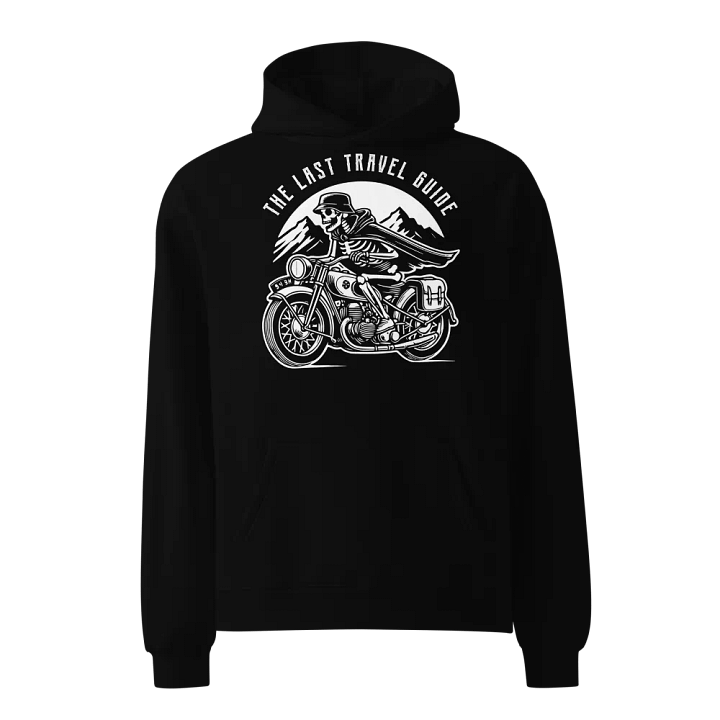 Vintage Skeleton Biker – The Last Travel Guide Emblem Premium Hoodie product image (1)