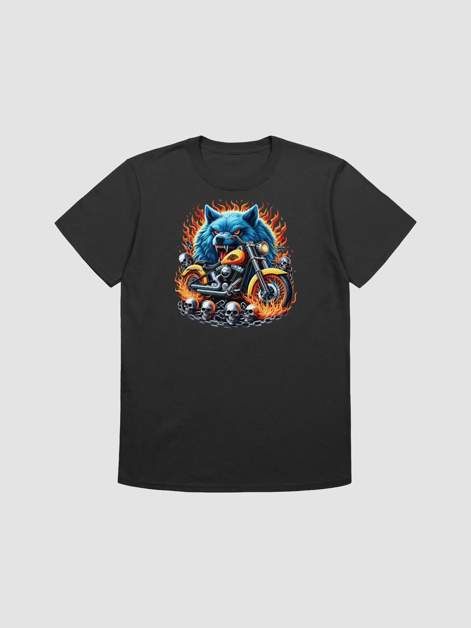 Fiery Wolf Motorcycle Unisex T-Shirt #3 product image (1)