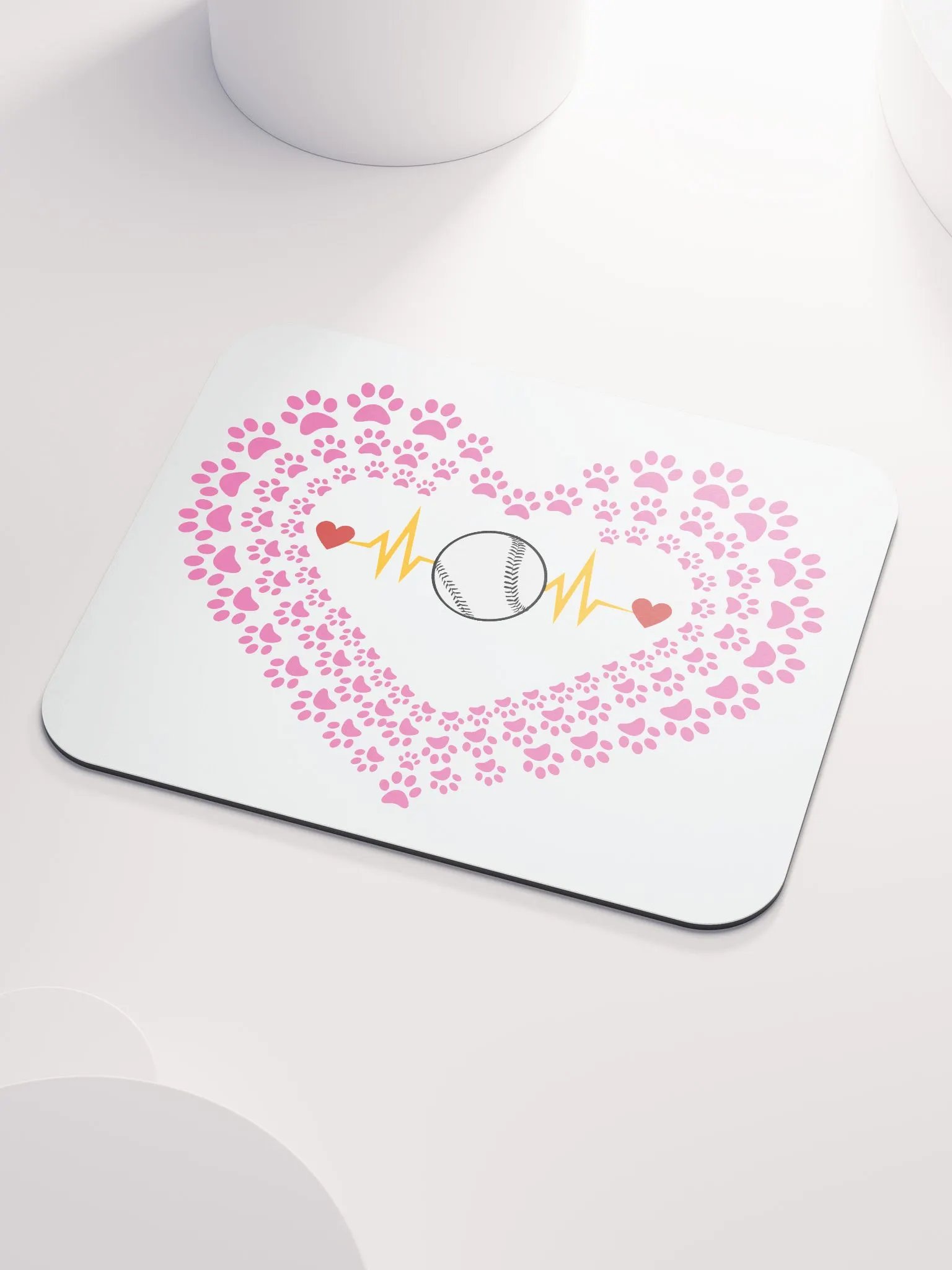 Heart Paw Print Baseball Mouse Pad product image (3)