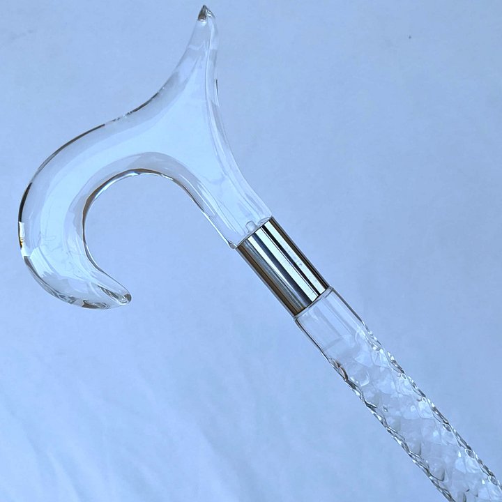 Crystal Clear Acrylic Walking Cane | Transparent Spiral Derby Handle Stick for Men & Women | Lightweight, Elegant Mobility Aid product image (2)