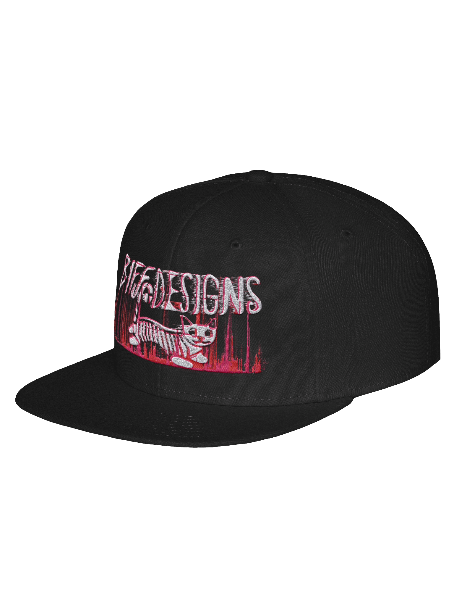 Biff Designs Glitchcore Bone Cat Embroidered Snapback Cap product image (4)