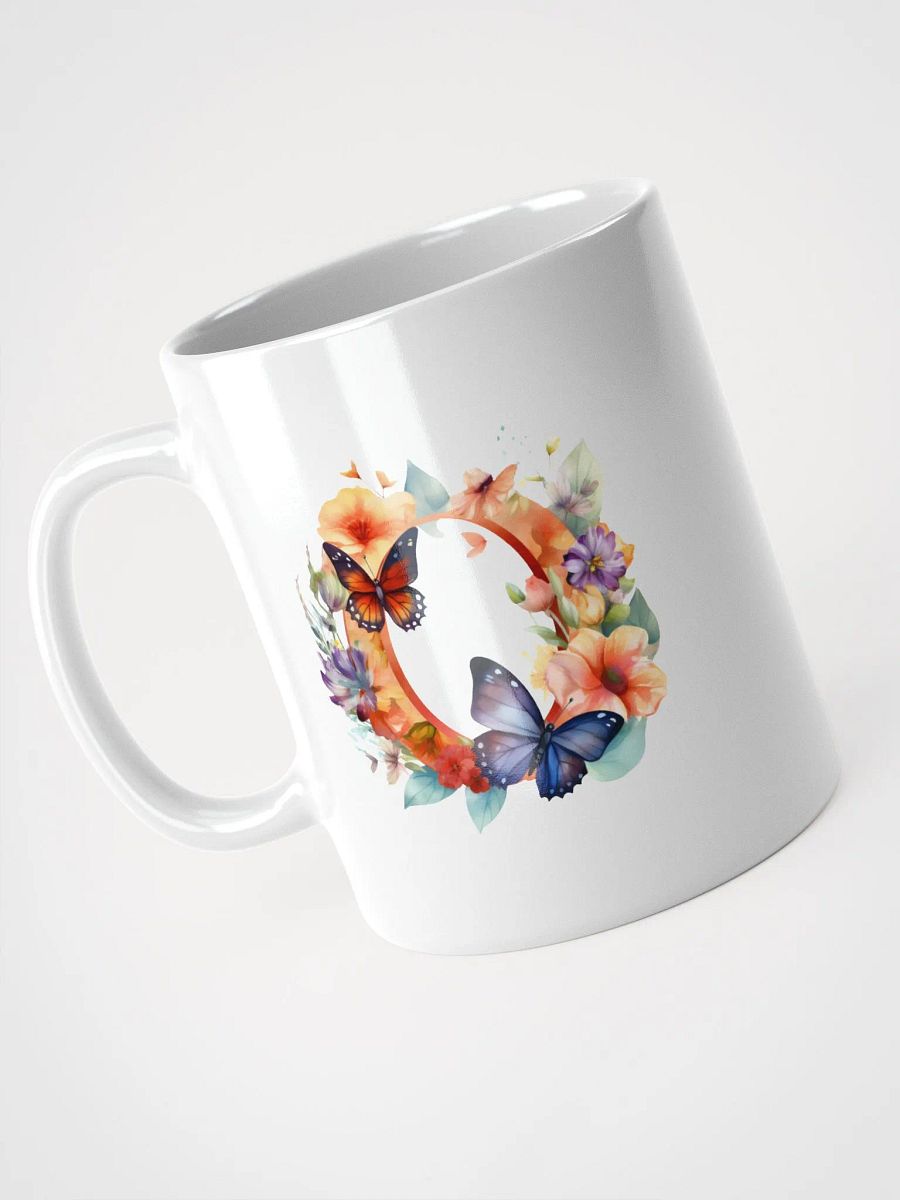 Letter O Monogram Floral Fantasy White Glossy Mug product image (8)