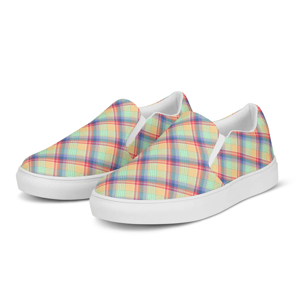 Bright Pastel Plaid Women's Slip-On Shoes product image (3)