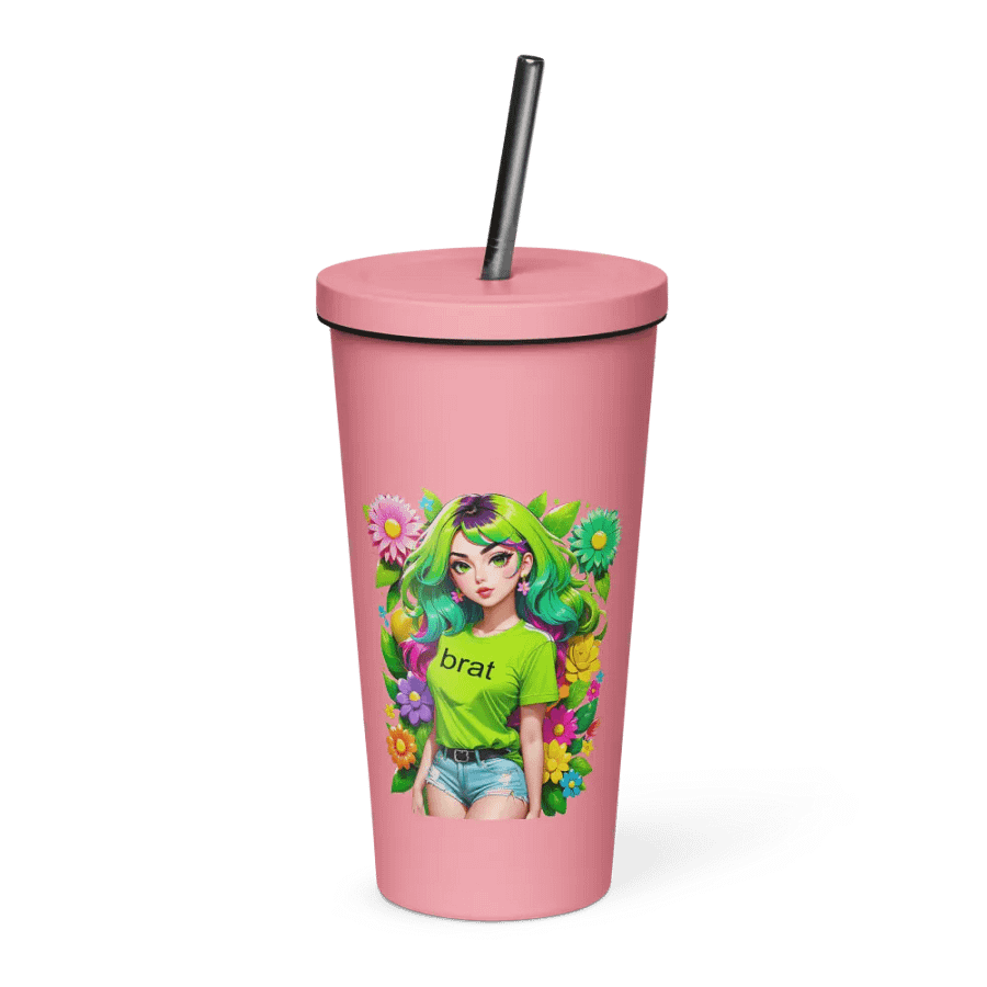 Brat 20 oz Tumbler Cup - Pink - Insulated Tumbler with a Straw v4 product image (1)